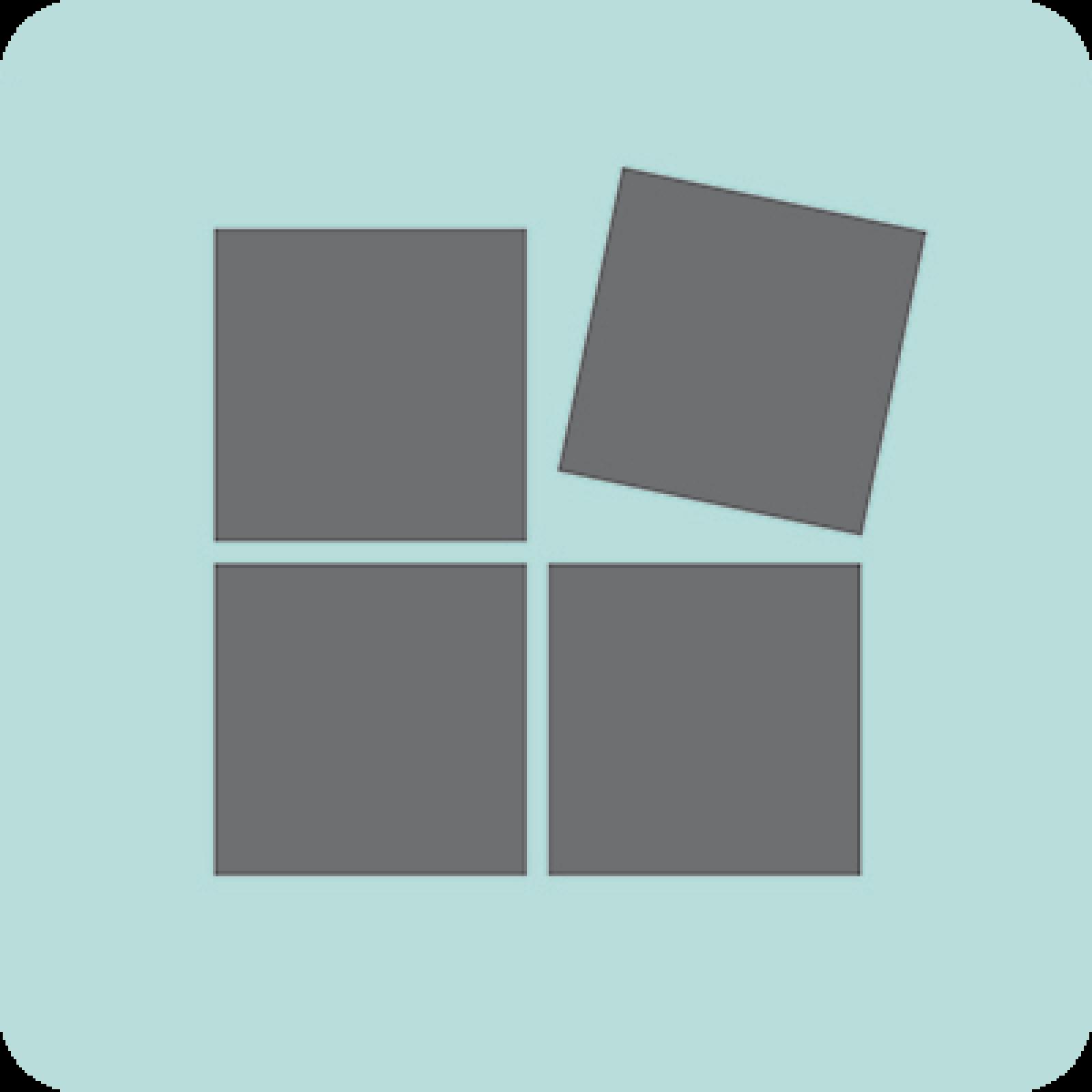 Abstract placeholder icon with four grey tiles on a pale blue background