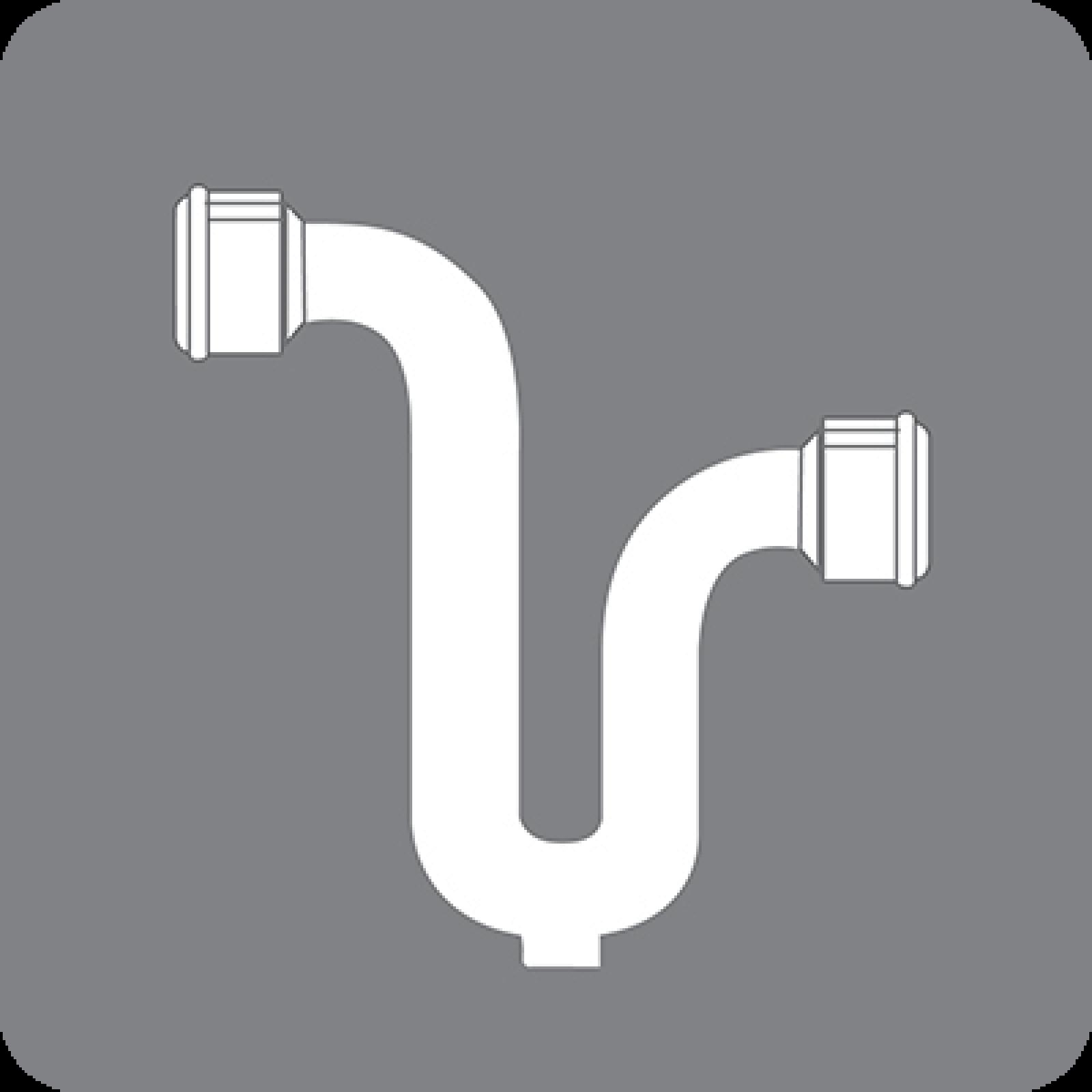 White plumbing waste pipe icon on a grey background